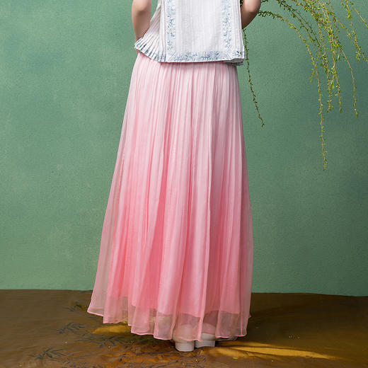 【林栖设计小店】【现货】桑蚕丝马面裙粉色渐变复古国风2025春夏新品半身裙女1922385B 商品图2
