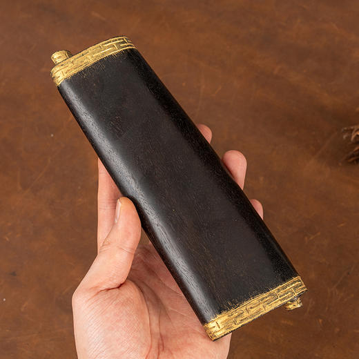 清 紫檀漆金回纹书卷式臂搁 商品图2