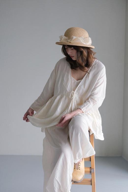 Kreuzzz 原色CECILE丝麻饰带宝草圆顶草帽 商品图10