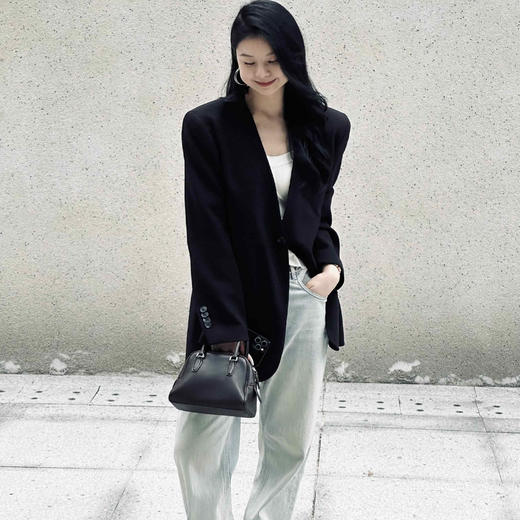 顺丰包邮04552洛诗琳春季新款极简设计感V领一粒扣西装外套60461 商品图1