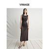 VIMAGE纬漫纪腰部镂空雾灰色无袖收腰显瘦A字连衣裙2025夏季新款V2307912 商品缩略图2