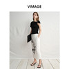 VIMAGE纬漫纪度假风黑色斜肩设计感修身显瘦短袖T恤2025夏季新款V2302904 商品缩略图2