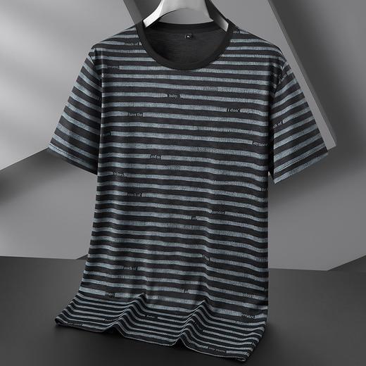 【冰丝】【DPF】大依优型大码短袖T恤海魂条纹版型体恤男士大码圆领汗衫肥佬宽松冰丝上衣 商品图2