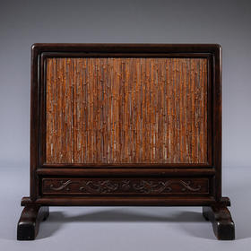 清 红木嵌湘妃竹地屏