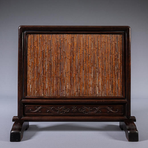 清 红木嵌湘妃竹地屏 商品图0