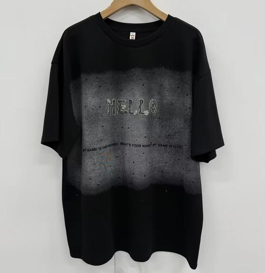 N烫钻绣字母大图案短袖T恤（黑）夏季152060010321 商品图5