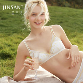 金三塔悸动花期法式蕾丝刺绣撞色文胸双肩带真丝内衣小胸罩套装 NZFDA398