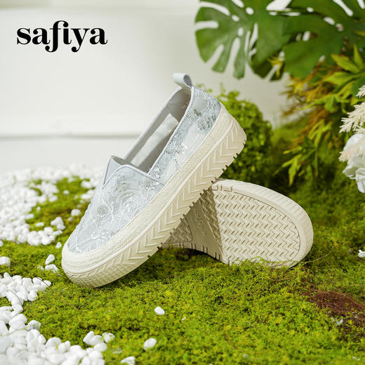 预售10天发|Safiya/索菲娅2025春夏百搭懒人编织透气亮片蕾丝渔夫鞋SFD1112239 商品图9