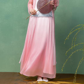 【林栖设计小店】【现货】桑蚕丝马面裙粉色渐变复古国风2025春夏新品半身裙女1922385B