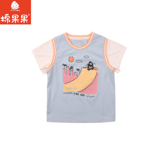 棉果果夏季商场专柜同款男童拼接短袖T恤M212140425334 商品图1