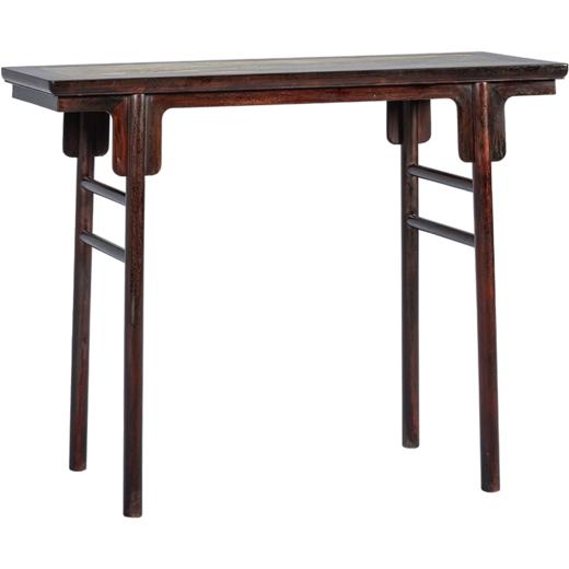 二十世纪 紫檀镶云石夹头榫刀牙板平头案 商品图5