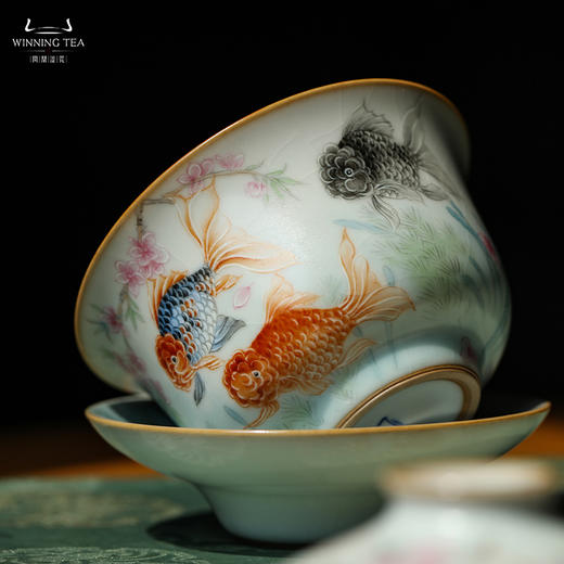 问鼎汝瓷鼎峰系列月白三才盖碗（金玉满堂） 商品图3