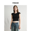 VIMAGE纬漫纪黑色短款美式辣妹简约百搭修身短袖T恤2025夏季新款V2302905 商品缩略图5