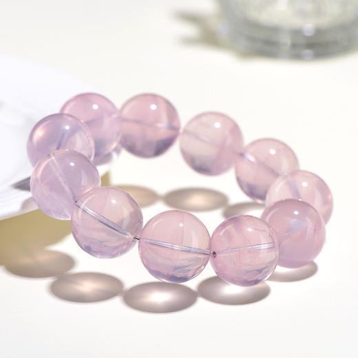 六芒星光～天然莫桑比克星光粉水晶手链 晶体通透粉紫色水晶手串 商品图3