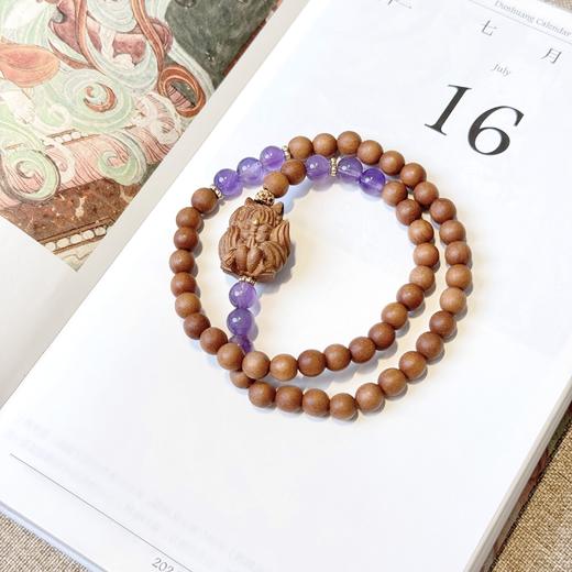 售完不补【敦煌狐仙紫水晶芭比檀手串】中式国风串珠双圈手串檀木 紫水晶 敦煌福泽小狐狸 文玩轻奢手串 商品图2