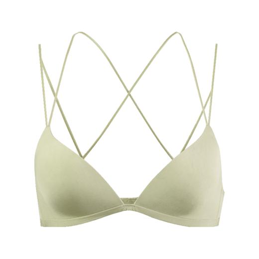 金三塔裸色交叉美背内衣女简约无痕小胸聚拢低胸真丝无钢圈文胸 NZFBC397 商品图4