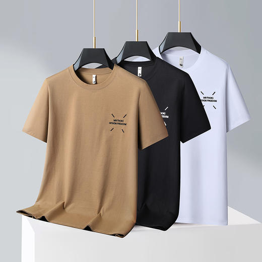 【精梳棉】【DX】大依优型大码短袖T恤圆领时尚潮流宽松潮牌加肥加大上衣男士半袖打底 商品图2