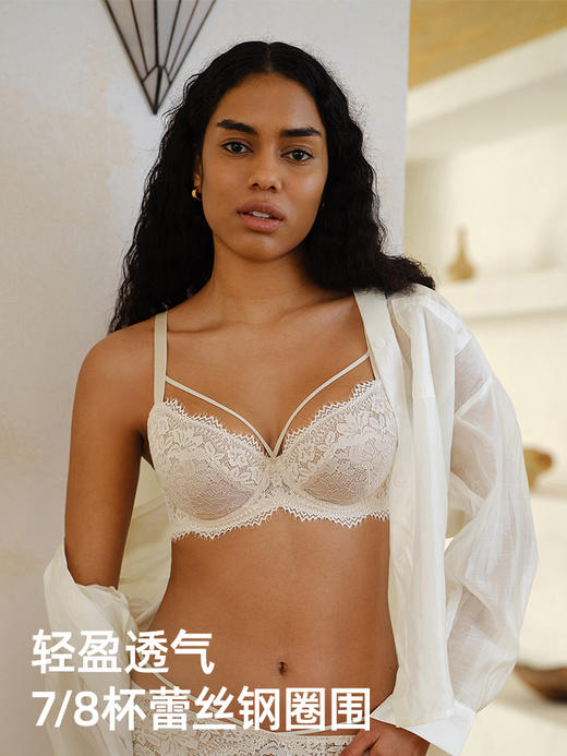 【野百合】遐性感绑带7/8杯蕾丝文胸罩透气大胸显小薄款内衣女夏 商品图1