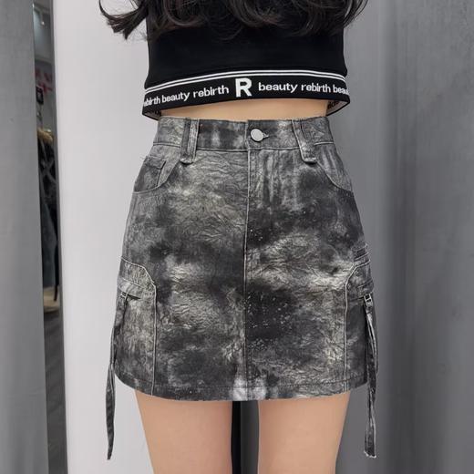 NZ设计感面料侧边双口袋短A裙（灰）夏季151090150321 商品图0