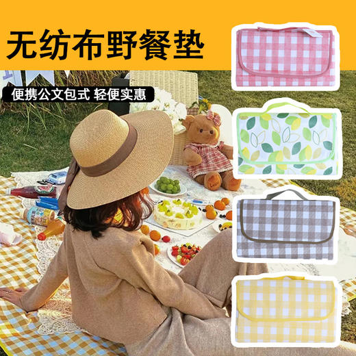 「折叠便携设计」户外格子无纺布野餐垫 康乐屋加厚防水垫便携地垫牛津布野餐布户外装备 商品图0
