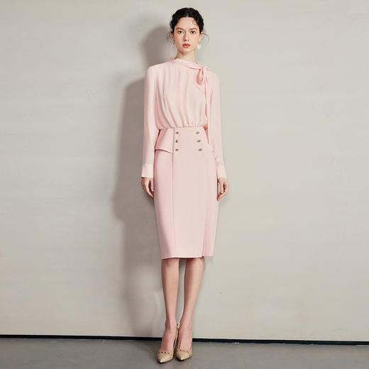 IWY/气质法式名媛衬衫连衣裙女新款高级感假两件衬衫套裙Q1263 商品图1