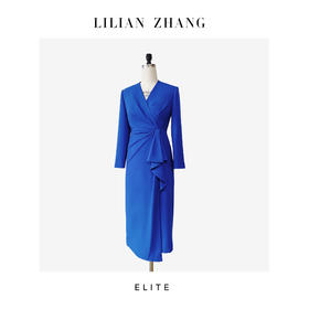 E系列-定制 ——“复古风尚”——法式优雅——宝蓝轻礼服连衣裙 2401173