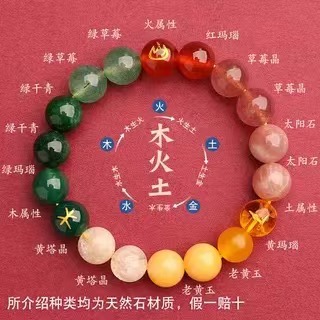 钻石豪门12000积分五行缺补喜用金火土.水晶多宝手串（10MM）