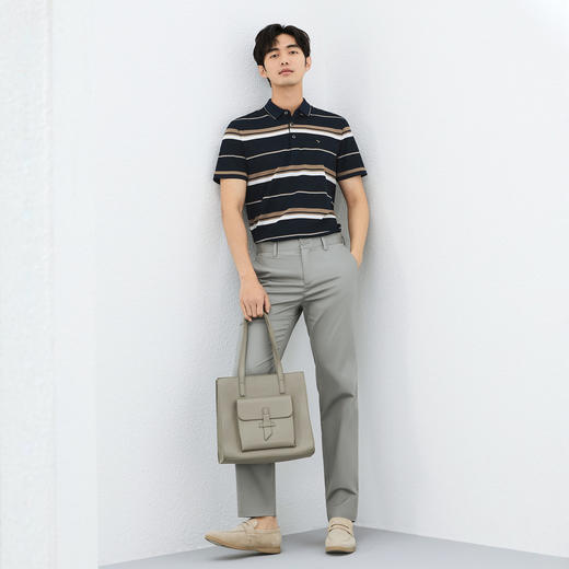 【条纹polo衫】柒牌短袖翻领POLO衫男士夏季新款休闲透气套头上衣128T71450 商品图3