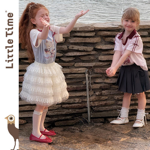 Little time女童短袖T恤夏装2025新款儿童小狗翻领POLO衫宝宝上衣 商品图4