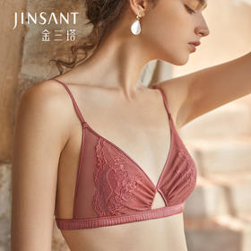金三塔浪漫摇曳法式蕾丝三角杯内衣女性感镂空鸡心真丝文胸套装 NZFBD399
