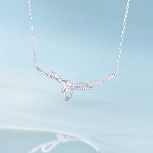 周六福S925银方糖丝带结项链ZLFJ061577★ 商品图4