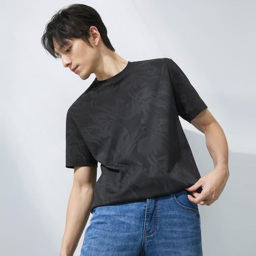 【度假系列】柒牌短袖T恤男士夏季新款时尚潮流花卉印花圆领上衣128T70700 商品图1