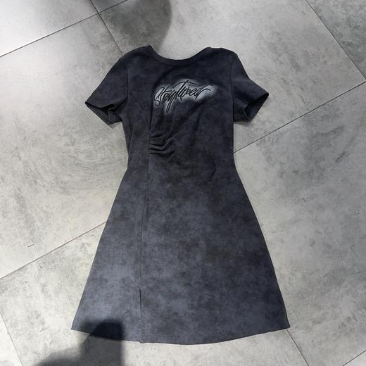 MZ圆领褶皱收腰短袖连衣裙（灰）夏季152050050321 商品图3