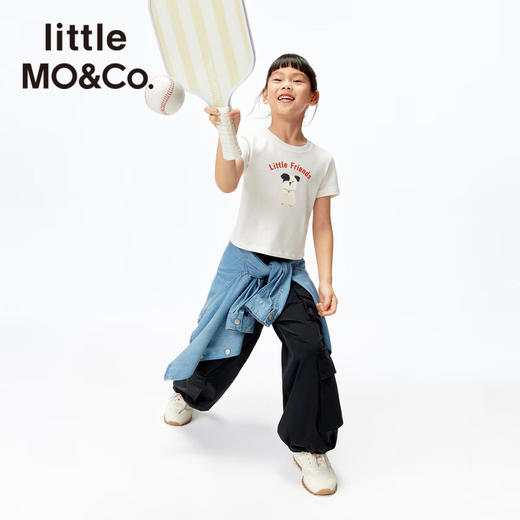 【5F】little MO&Co.抑菌 little moco童装25夏装新款女童修身短袖印花T恤 商品图3