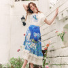 两三事梵高文艺繁枝如苏2025夏新款蕾丝花边拼接印花不对称半身裙 商品缩略图2