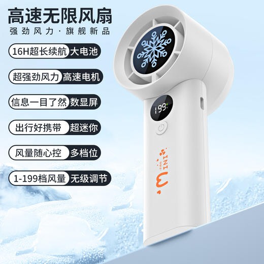 【小巧造型！携带更方便】高速涡轮手持风扇新款百挡usb充电迷你数显户外夏日便携式小风扇。ry 商品图1