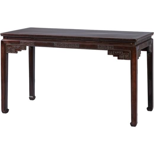 清 红木束腰马蹄腿回纹画桌 商品图5