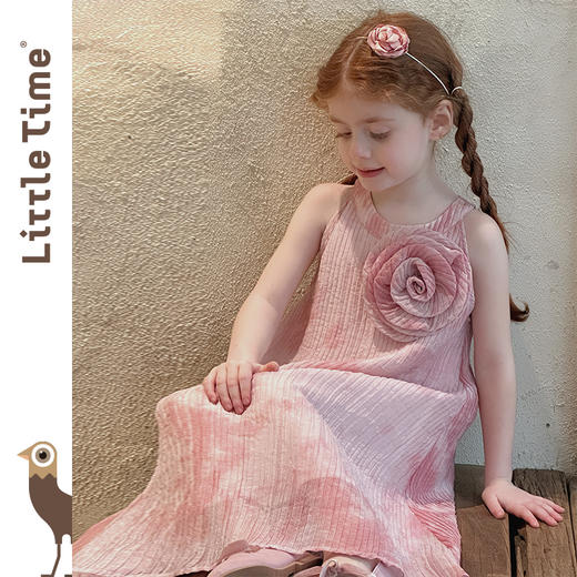Littletime女童连衣裙夏装2025新款玫瑰立体花儿童背心裙公主裙 商品图2