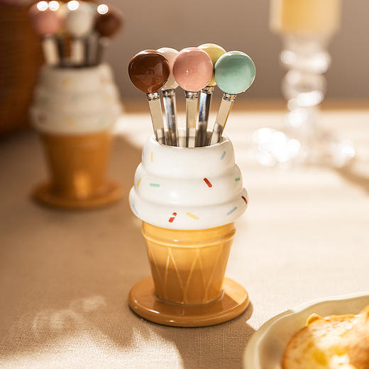 摩登主妇水果叉子套装家用儿童安全水果签收纳罐不锈钢甜品小叉子 商品图0