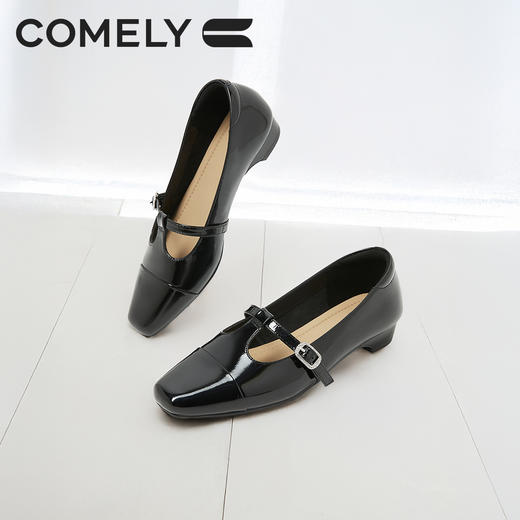 康莉KYQ5A501玛丽珍鞋春季新款方头粗跟复古时尚一字扣高跟皮鞋 商品图5