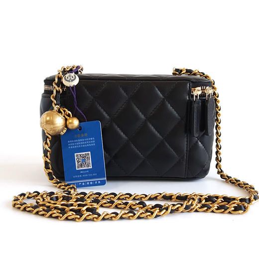 【95新】CHANEL香奈儿AP2303 B02916 94305黑金羊皮金球长盒子化妆盒链条包单肩包女士现售价：19500！190325NJS13 商品图4