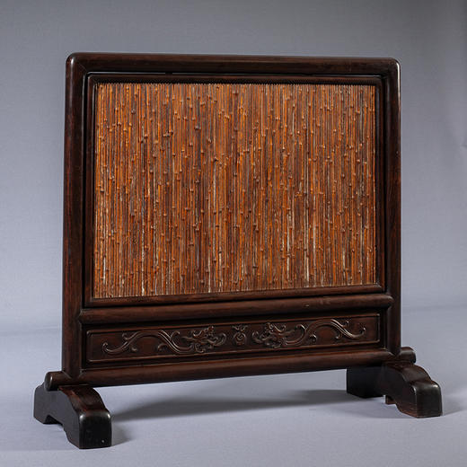 清 红木嵌湘妃竹地屏 商品图1