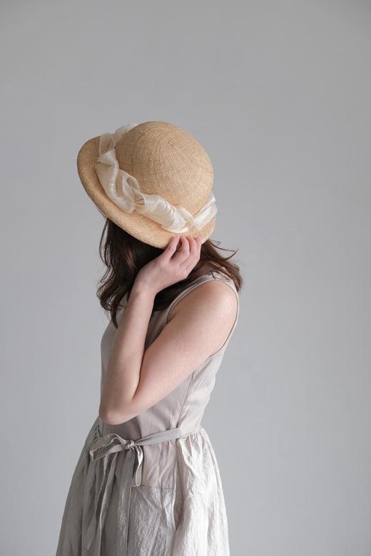 Kreuzzz 原色CECILE丝麻饰带宝草圆顶草帽 商品图7