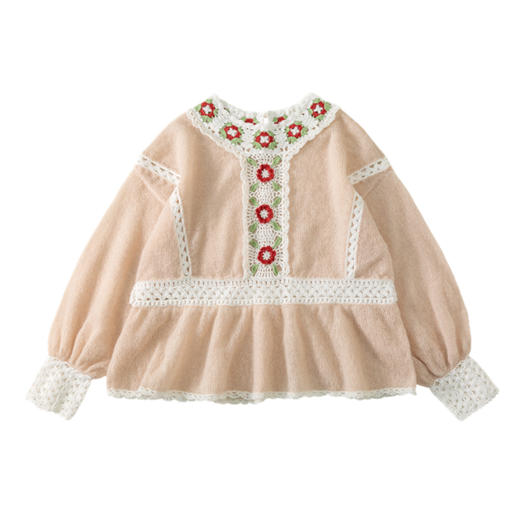 苏苏姐家山茶花法式上衣手工diy棒针钩针编织蕾丝马海毛线材料包 商品图5