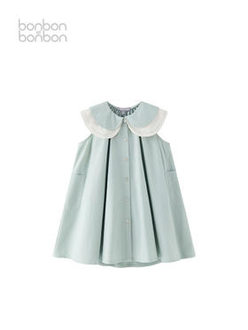 薄荷绿双领娃娃领连衣裙