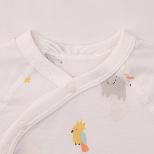 棉果果夏季男童女童爬服防蚊5A抗菌短袖偏襟三角连体衣M201710225235 商品图2