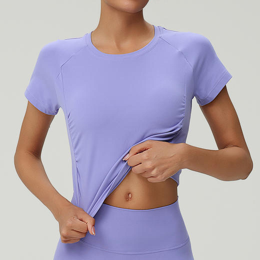 跃牌（呗咪纷纷系列）速干运动短袖女收腰显瘦休闲瑜伽服健身T恤无尺码短袖DX3103 商品图2