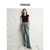 VIMAGE纬漫纪黑色短款美式辣妹简约百搭修身短袖T恤2025夏季新款V2302905 商品缩略图2