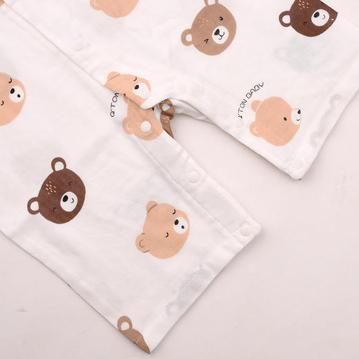 棉果果夏季男童女童5A抗菌防蚊哈衣爬服纱布短袖对开连体衣M201722225244 商品图3