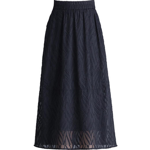 MYX-ZIY-1231-L水波纹时尚中长款A字裙松紧腰休闲大摆裙初夏新款垂感显瘦半身裙 商品图4